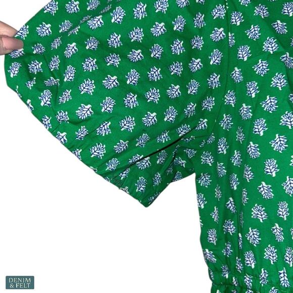 J.Crew Kelly Green Collared Short Sleeve Cotton Stretch Tie Waist Dress NEW - Picture 12 of 16